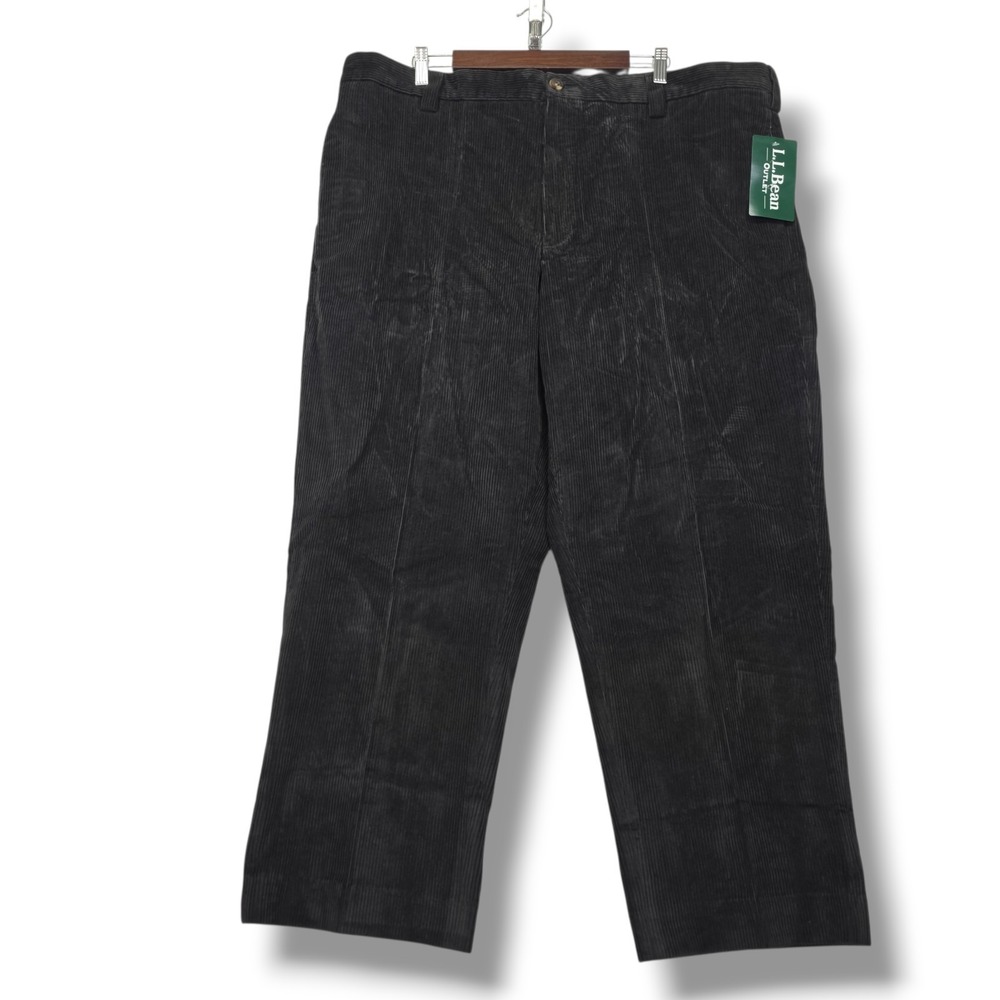 LL Bean Country Corduroy‎ Pants Men 44 Classic Fit Plain Front Dark Charcoal NWT